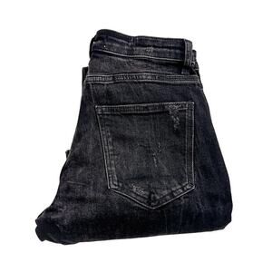 Zara Ripped Denim Graphic Text Distressed Denim Jeans Black/Gray NWT Size 40